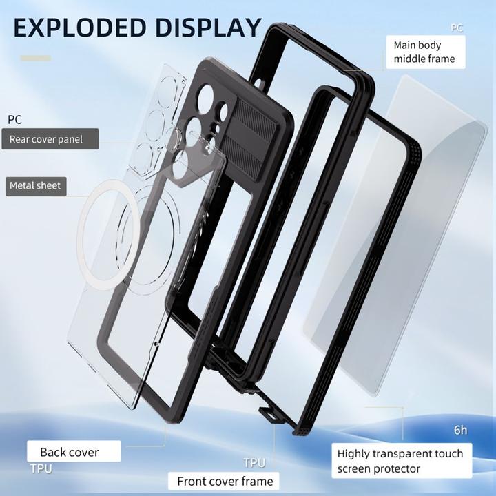 Immagine prodotto Redpepper Samsung Galaxy S25 Ultra - Custodia impermeabile per esterni serie Mars IP68 Magsafe, nero (Samsung Galaxy S25 Ultra)