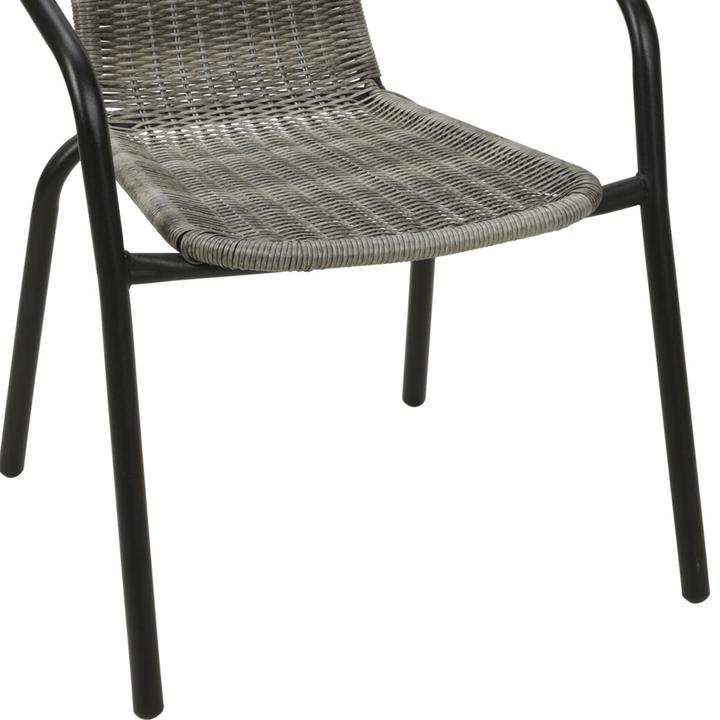 Produktbild Mojawo Stabiler Polyrattan Bistrostuhl Stapelstuhl Grau meliert / schwarz