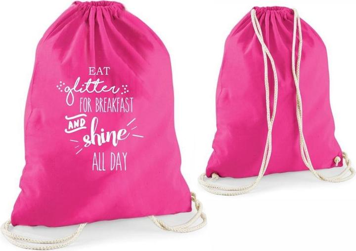 4you Design Statement-Tragebeutel Eat glitter for breakfast and shine all day pink