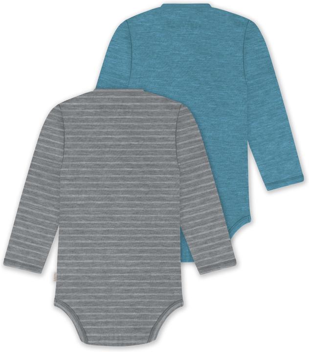 Actual product image Normani 2-pack organic long-sleeved merino wool baby bodysuit for boy and girl - 9353 (80)