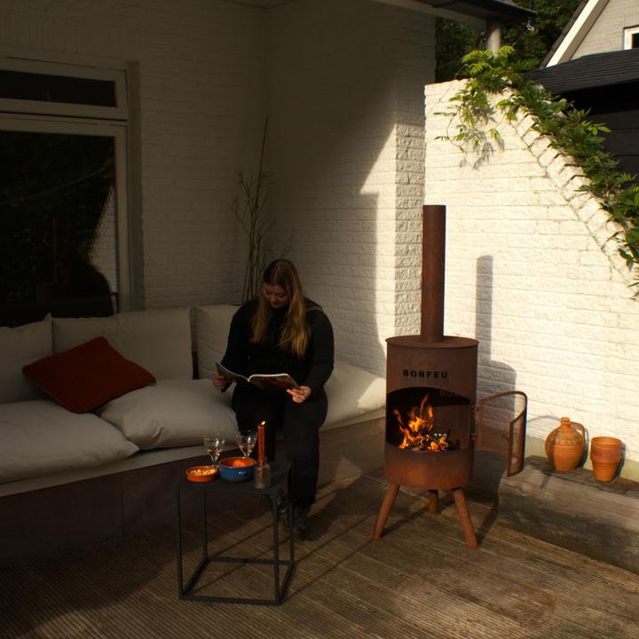 Produktbild Bonfeu BonTon 40 Corten Tuinhaard - L 40 x B 40 x H 145 cm - Staal - bruin - Tuinhaard - Terrasverwarming -