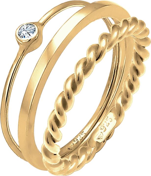 Elli Ring Set, Solitär-Ring, Twisted (56, 925 Silber)