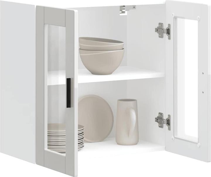 Produktbild VidaXL Küchen-Hängeschrank mit Glastür Porto Hochglanz-Weiss Wandschrank Küche (60 x 31 x 60 cm)