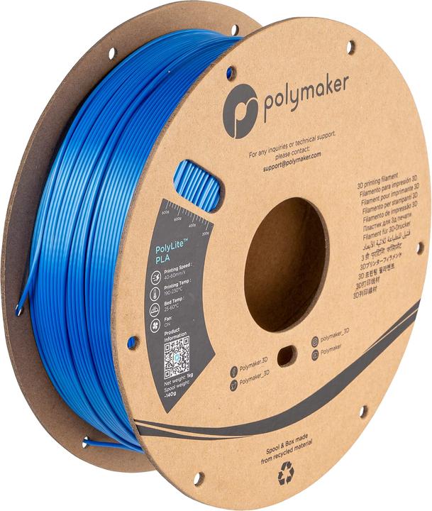 Actual product image Polymaker PolyLite PLA Silk Blue 1.75mm 1kg (PLA, 1.75 mm, 1000 g, Blue)
