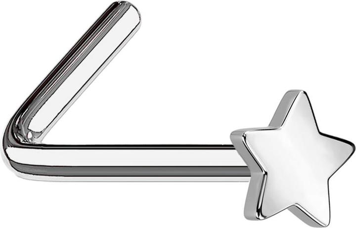 Star Piercing Nasenstecker gewinkelt silber mit Stern (Titan G23, ohne Messing)