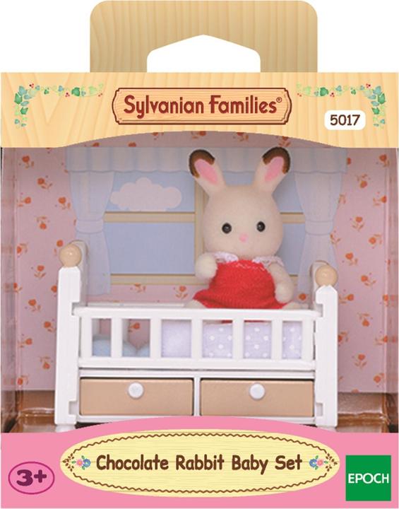 Sylvanian Families Chocolate bunny baby with cot
