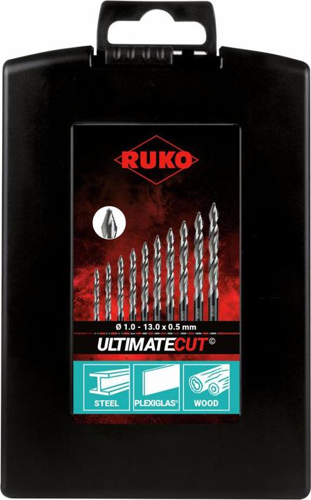 Productafbeelding Ruko 25-delige boorset HSS-G Ultimatecut Flowstep (1 mm, 1,5 mm, 2 mm, 2,5 mm, 3 mm, 3,5 mm, 4 mm, 4,5 mm, 5 mm, 5,5 mm, 6 mm, 6,5 mm, 7 mm, 7,5 mm, 8 mm, 8,5 mm, 9 mm, 9,5 mm, 10 mm, 10,5 mm, 11 mm, 11,5 mm, 12 mm, 12,5 mm, 13 mm)