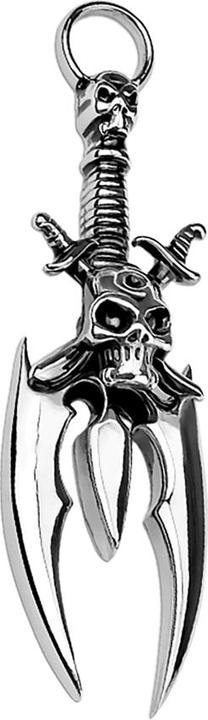 Star Piercing Anhänger silber Dolch mit drei Klingen und Totenkopf (Chirurgenstahl 316L)
