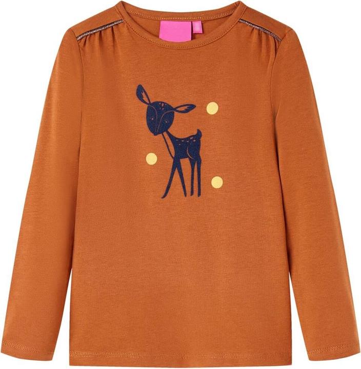 VidaXL Kinder-Langarmshirt Cognac 104,Material: 95 % Baumwolle. 5 (104)