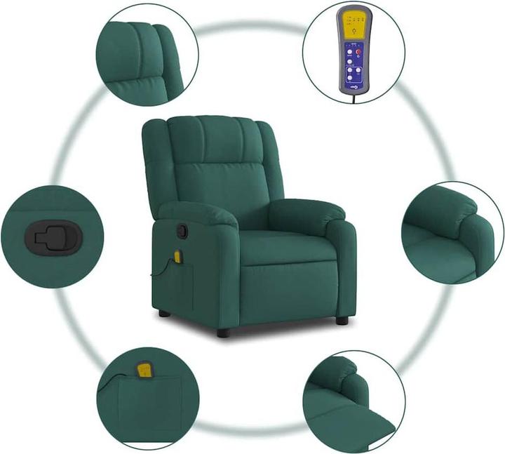 Image du produit VidaXL Fauteuil de massage vert foncé Tissu,Couleur : vert foncé,Matériaux