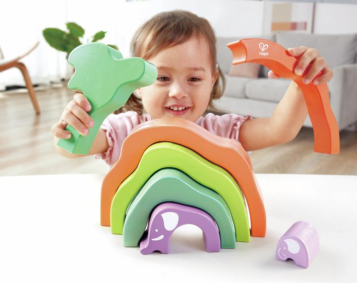 Actual product image Hape Stacking Blocks Elephant Safari
