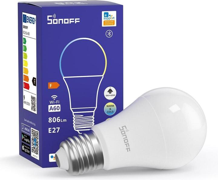 Actual product image Sonoff Smart LED Wifi bulb B02-BL-A60 (E27, 9 W, 806 lm, 1 x, F)