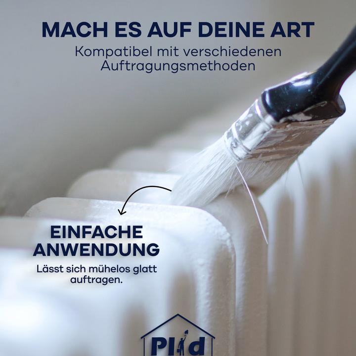 Actual product image Plid Radiator paint 5L white glossy for approx. 60m² + turpentine substitute / thermal paint (White, 5 l)