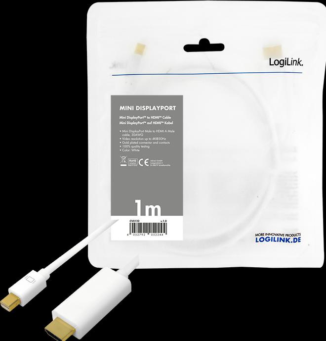 Produktbild LogiLink Mini DisplayPort — HDMI (Typ A) (1 m, DisplayPort)