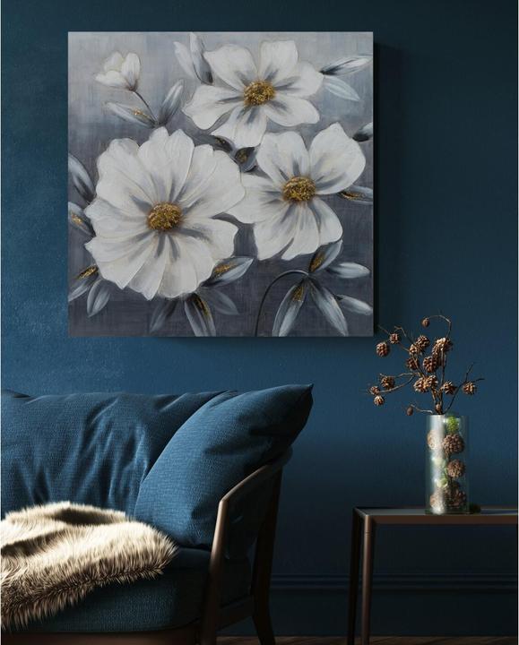 Immagine prodotto Eurofirany Bild Bloom Hand -auf Leinwand weisse Blüten mit einem glänzenden Glitzer 80 x 80 cm gepackt (80 x 80 cm)