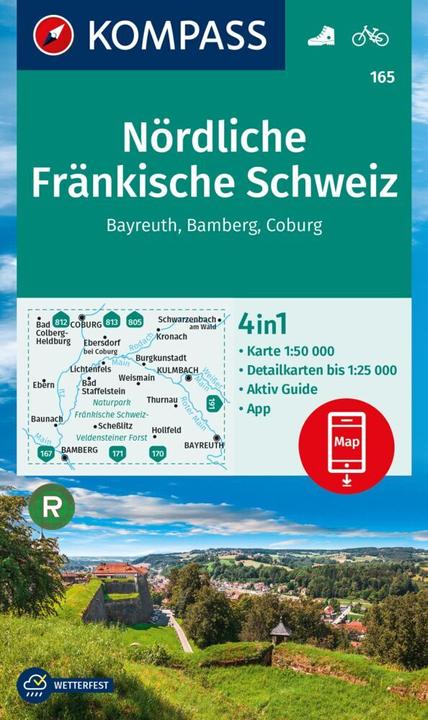 Produktbild Wanderkarte 165 Nördliche Fränkische Schweiz, Bayreuth, Bamberg, Coburg 1:50.000