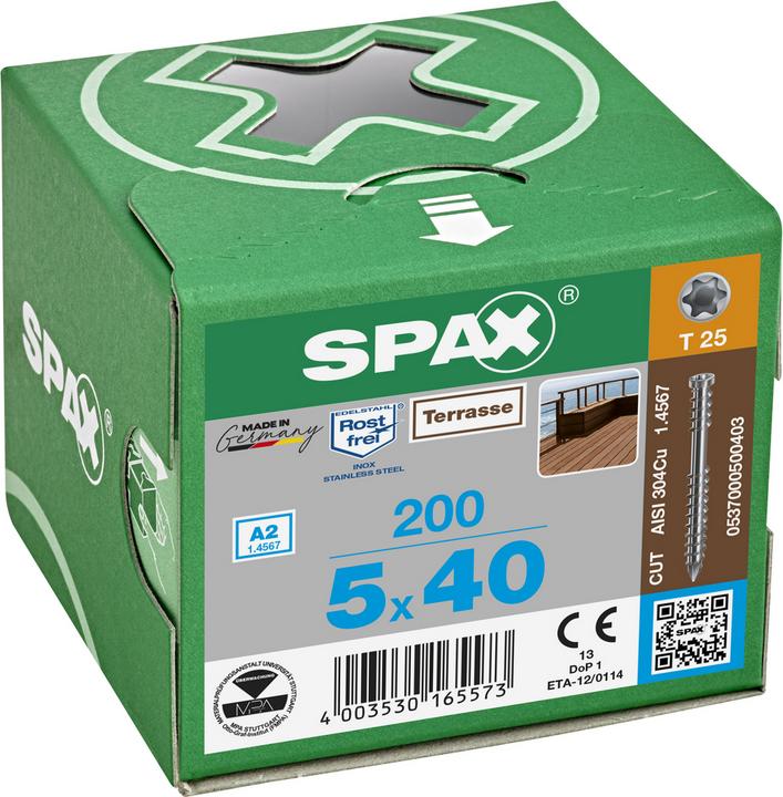 Produktbild Spax Holzbauschraube R 88192 Zylinderkopf T-STAR 5 x 40/22 -T25 A 2 m.CUT-Sp. (200 Schrauben pro Stück)