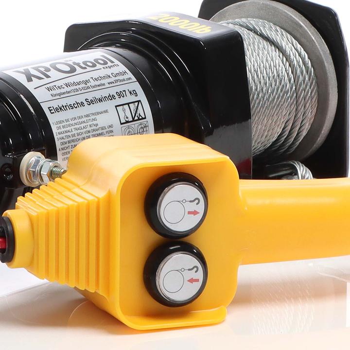 Produktbild XPOtool Elektrische Seilwinde 907kg Stahlseil 12,5m & Rollenfenster 907-1587kg