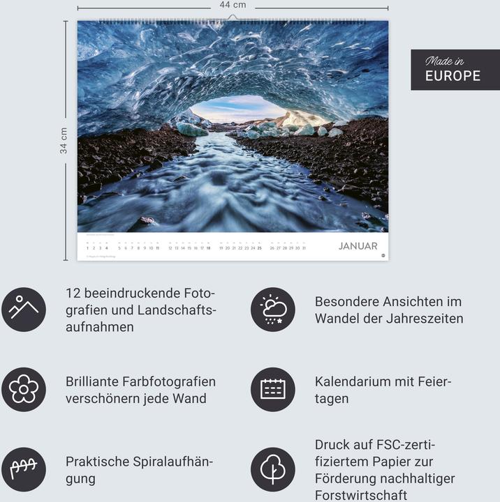 Produktbild Orte der Kraft Posterkalender 2026 (44 x 34 cm, Harter Einband, Deutsch)