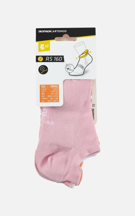 Actual product image Artengo Tennissocken RS160 Low 3er Pack orange/rosa Motive (39 - 42)