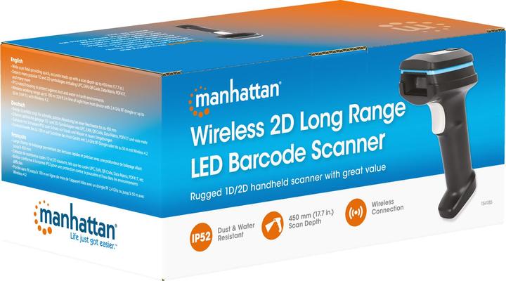 Actual product image Manhattan Wireless 2D long range LED barcode scanner (1D barcodes, 2D barcodes)