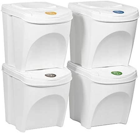 Image du produit Prosperplast Système de tri des déchets 4x25L, Blanc (100 l)