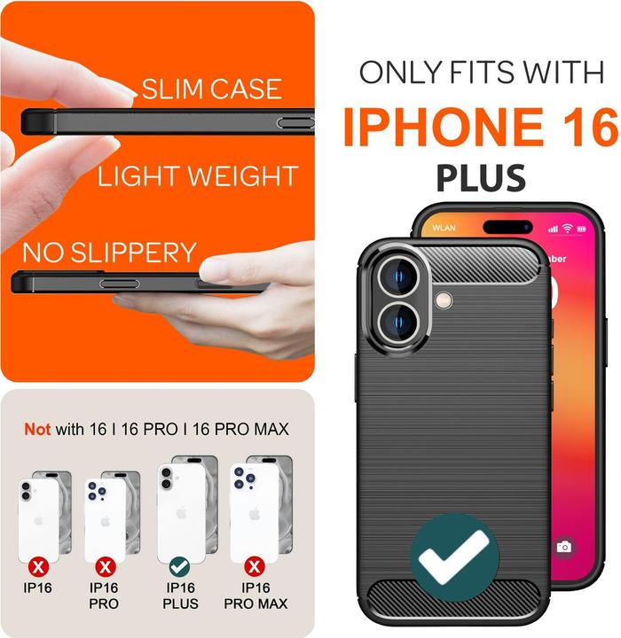 Image du produit Nalia Étui en silicone aspect carbone (Apple iPhone 16 Plus)