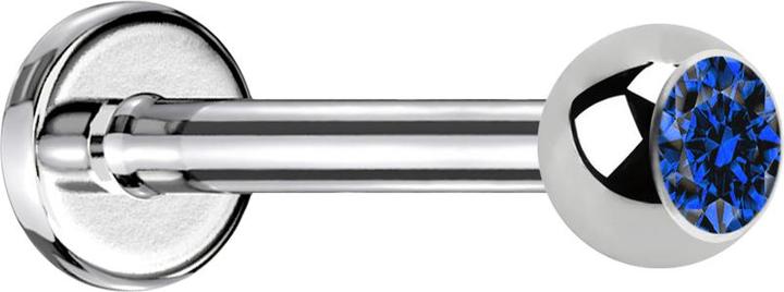 Star Piercing Labret silber mit Kugel Kristall dunkelblau (ohne Messing, Chirurgenstahl 316L)