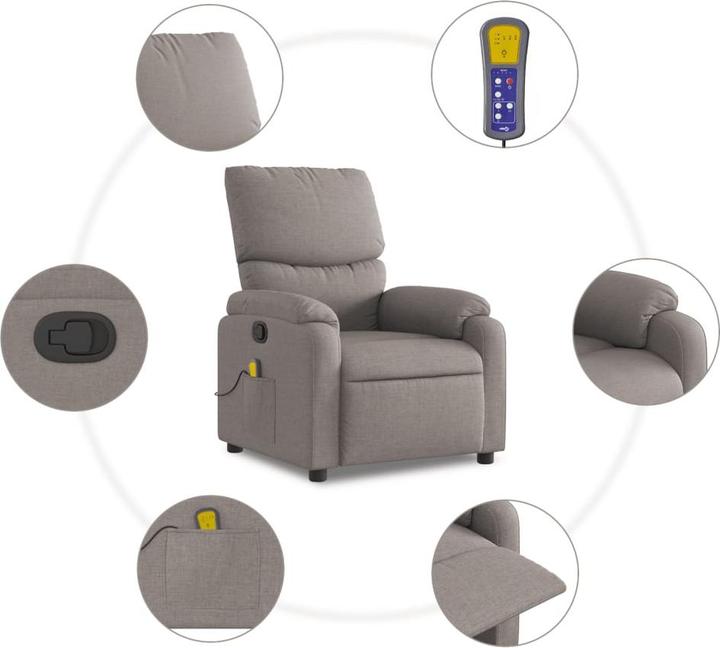 Immagine prodotto VidaXL Poltrona massaggiante in tessuto taupe,Colore: Taupe,Materiale: Tessuto (100
