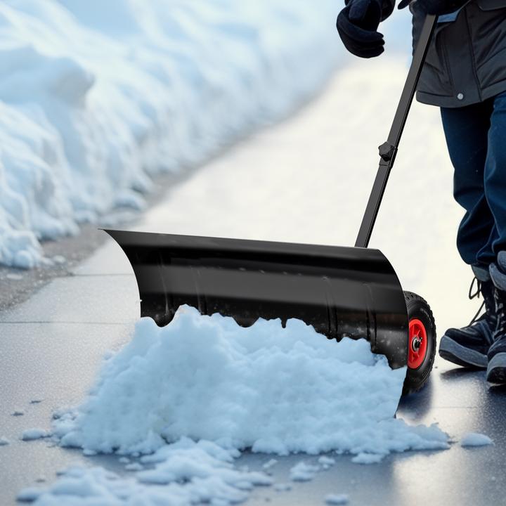 Produktbild Wiltec Schneeschieber mit Rädern 74x43cm Schneeschaufel Stahl Schneeschippe