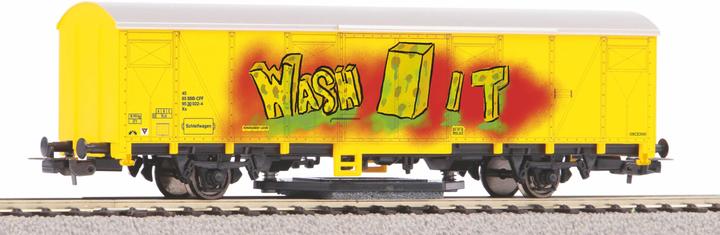 Actual product image Piko H0 54309 H0 Rail cleaning wagon yellow with SBB graffiti (Track H0)