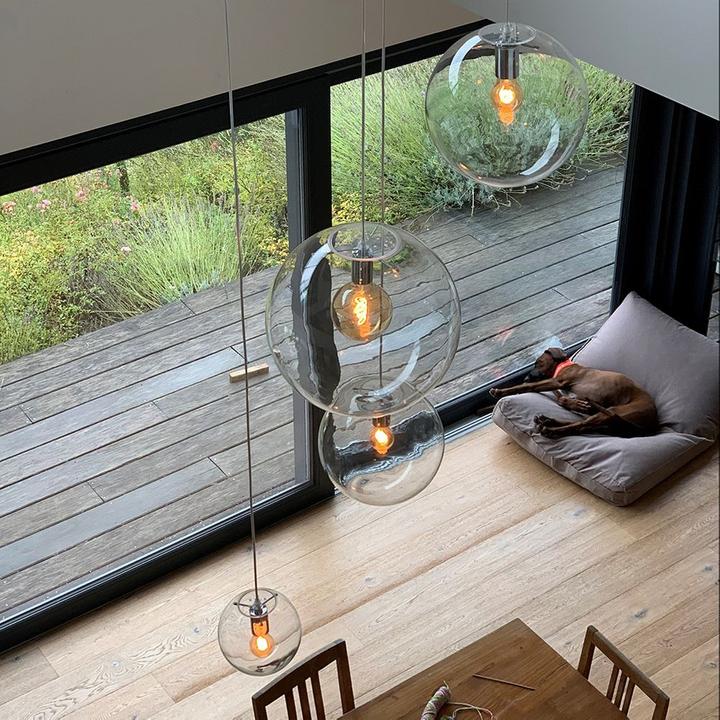Immagine prodotto s.luce Lampada da galleria a globo in vetro Orb con sospensione di 5 metri (E27)