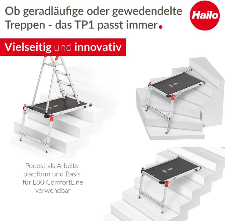 Produktbild Hailo Stehleiter L80 ComfortLine mit Treppenpodest (Plattformleiter)