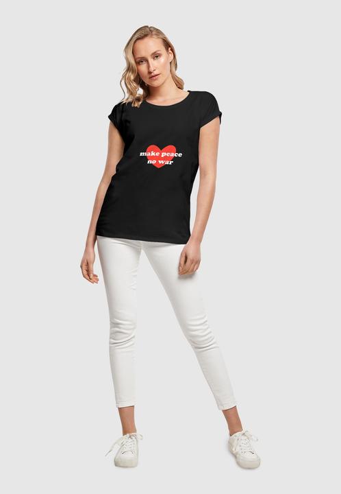 Actual product image Merchcode Ladies Peace - Red Heart Black Extended Shoulder Tee - 161417 (XS)
