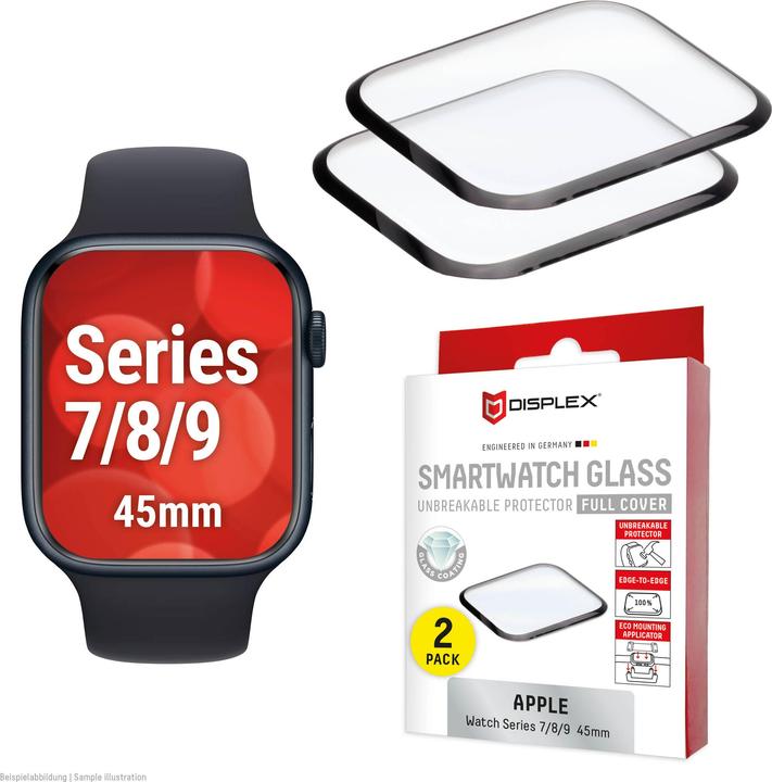 Produktbild Displex Full Cover Schutzfolie, Full Cover Watch Glass, Doppelpack