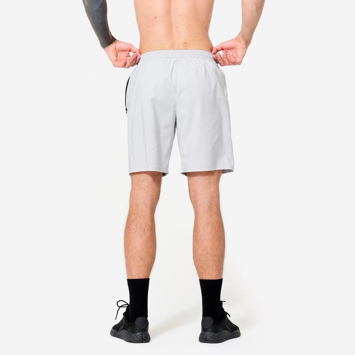 Actual product image Domyos Shorts Herren atmungsaktiv Reissverschlusstaschen - hellgrau (M)