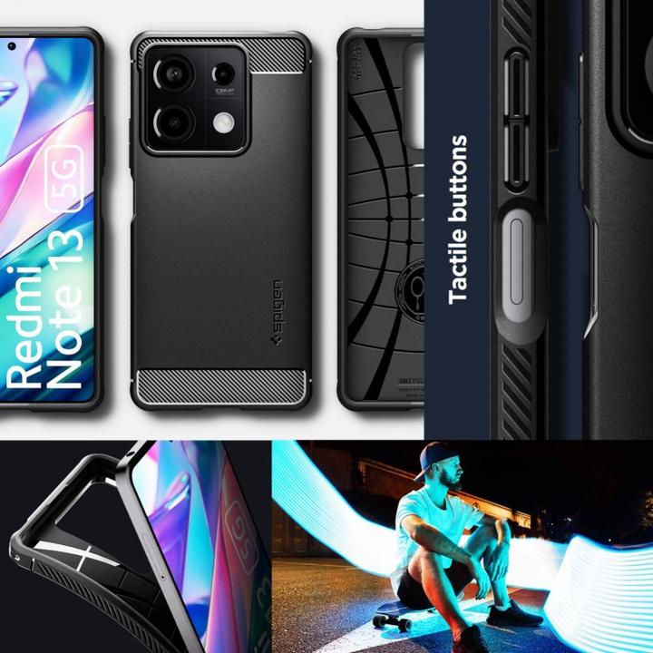 Immagine prodotto Spigen Custodia Rugged Armor per Xiaomi Redmi Note 13 5G - nero opaco (Xiaomi Redmi Note 13 5G)