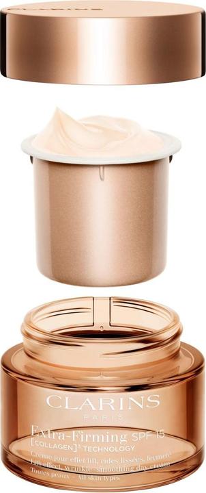Actual product image Clarins Extra-Firming Jour SPF 15 (COLLAGEN)³ TECHNOLOGY Toutes Peaux Refill (Sun cream face, SPF 15, 50 ml)