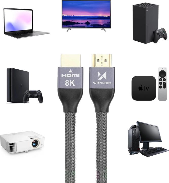 Produktbild Wozinsky cable HDMI 2.1 8K 60 Hz 48 Gbps / 4K 120 Hz / 2K 144 Hz 1 m Silver (WHDMI-10) (1 m, HDMI)