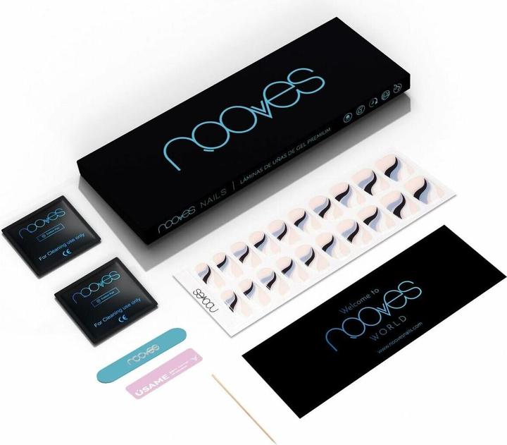 Actual product image Nooves NAILS Premium Pre-Cure Gel Nail Foils Flowing Stream Art Design Semi-Hardened Gel Nail Strips (Artificial nails)