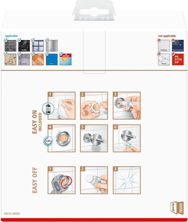 Produktbild tesa VISIOON Kosmetikspiegel mit 3-fach-Vergrösserung - Spiegel zur Wandmontage ohne Bohren, Silber