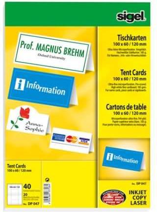 Actual product image Sigel Place cards (A4, 185 g/m², 20 x)