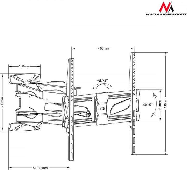 Produktbild Maclean MC-781 TV-Halterung (70 Zoll) (Wand, 70", 45 kg)