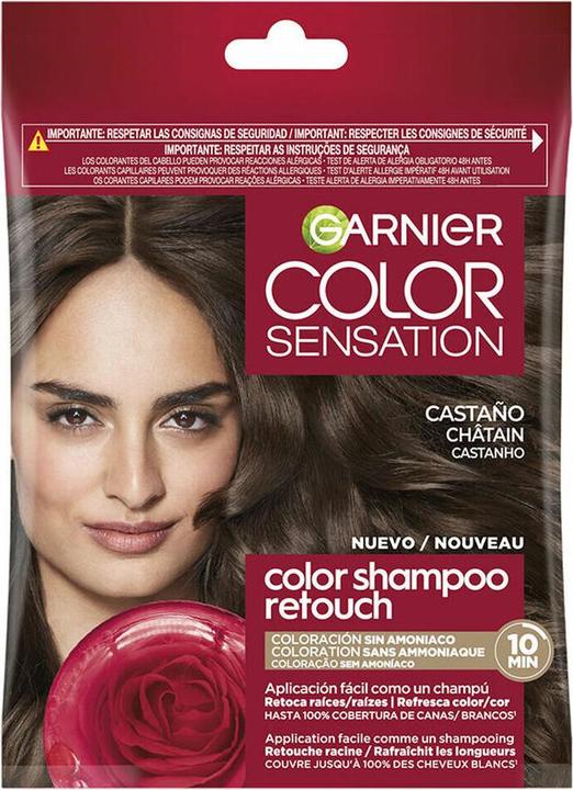Actual product image Garnier Color Shampoo Retouch Permanent Hair Color Chestnut Brown - 100% Coverage of White Hair - La (4.0 Chestnut brown)