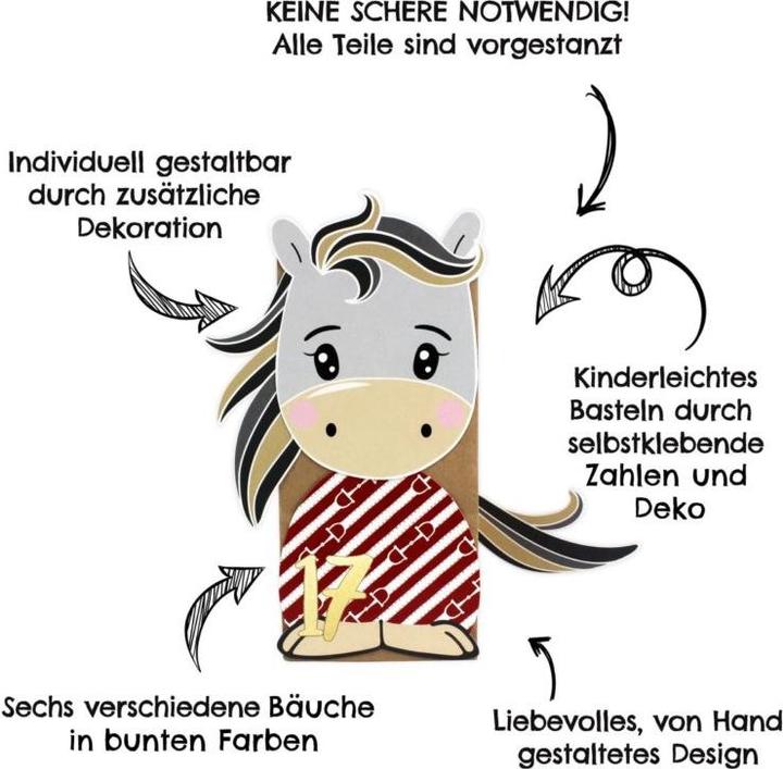 Produktbild Papierdrachen Adventskalender gestanzt - Pferdekalender