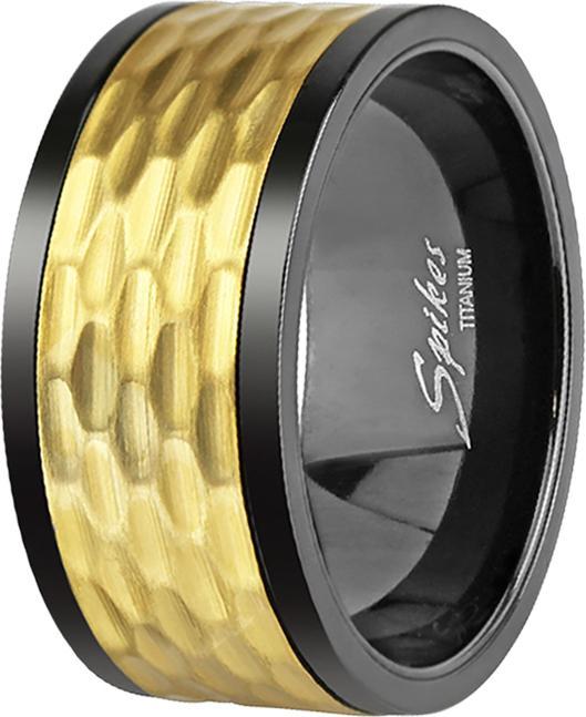 Star Piercing Ring schwarz gehämmert gold