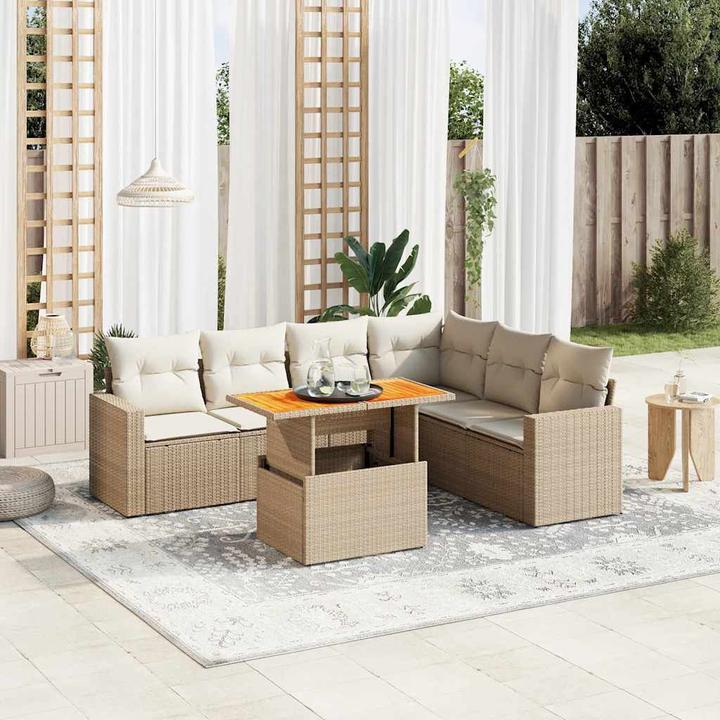 Produktbild VidaXL Gartenmöbel Sofa Garnitur Gartengarnitur Garten Sitzgruppe 7-tlg. Beige
