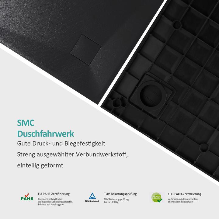 Produktbild Emke Duschwanne aus SMC, 80x80cm, Viertelkreis, Pflegeleicht und Rutschhemmend, Einfache Installation