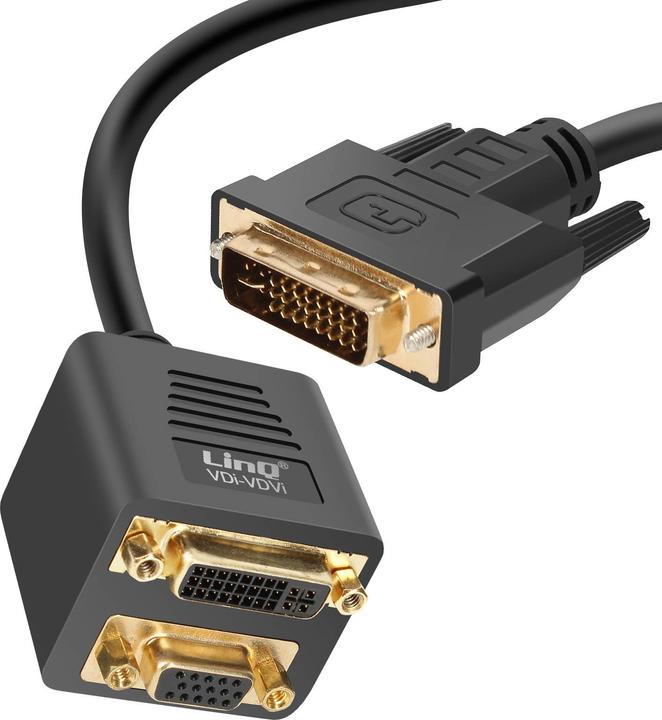 Produktbild LinQ Videoadapter DVII Stecker auf VGA Buchse und DVII Buchse (HDMI, VGA, 33 cm)