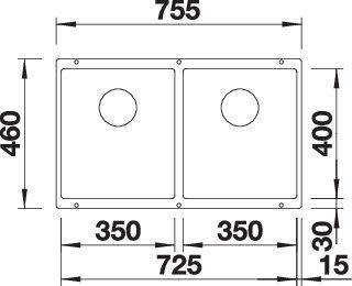 Produktbild Blanco SUBLINE 350/350-U (Unterbauspüle, 75.50 cm, 46 cm)